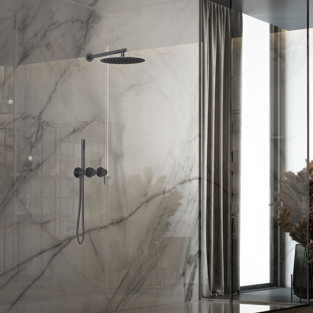 Приобрести vincea встраиваемая душевая система groove, оружейная сталь vsfw-4g01gm