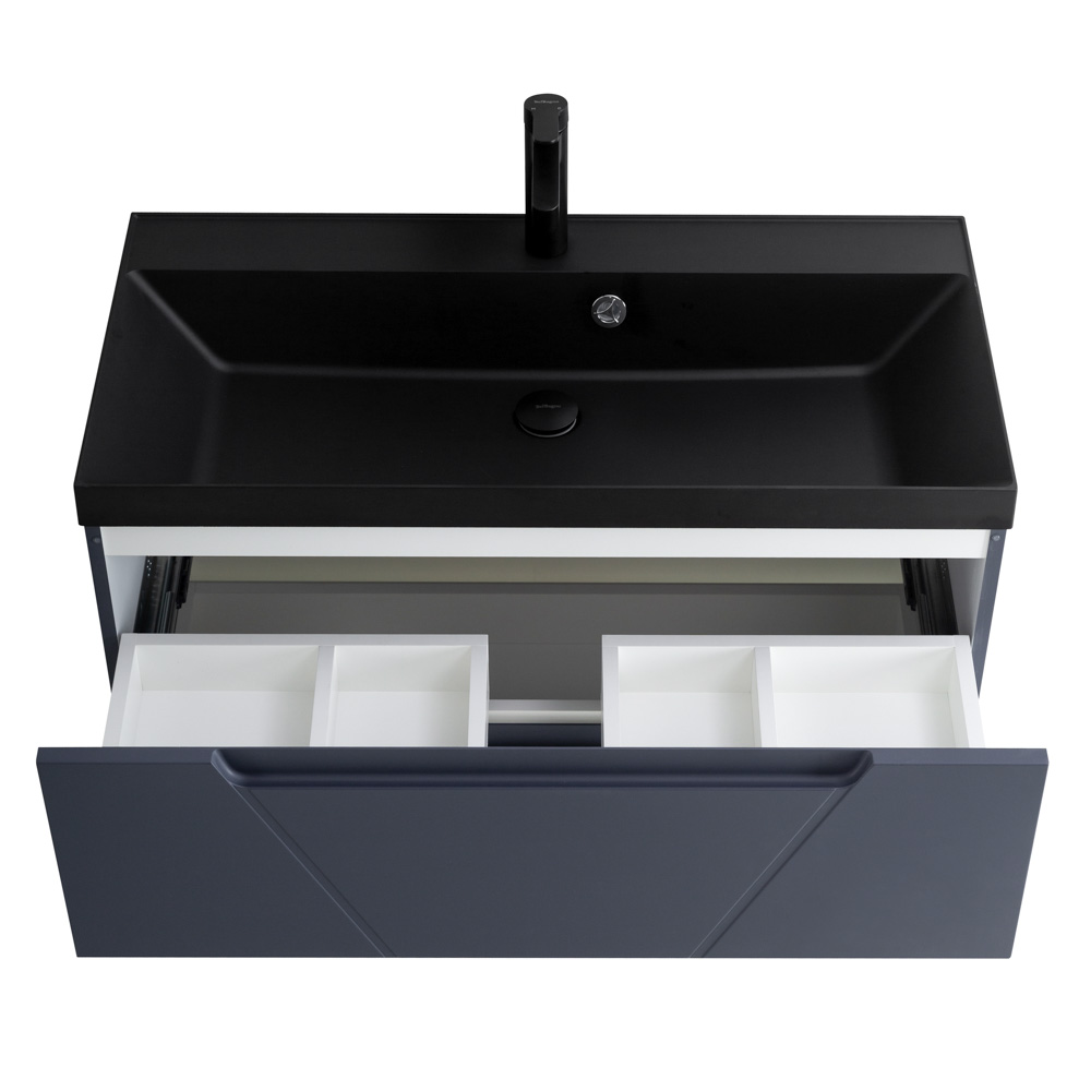 Приобрести belbagno тумба с раковиной vittoria 100 см, подвесная grigio opaco, чёрная раковина