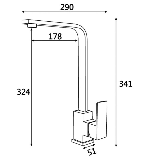Приобрести смеситель для кухни vieir kitchen 341 мм, черный v15021(c)