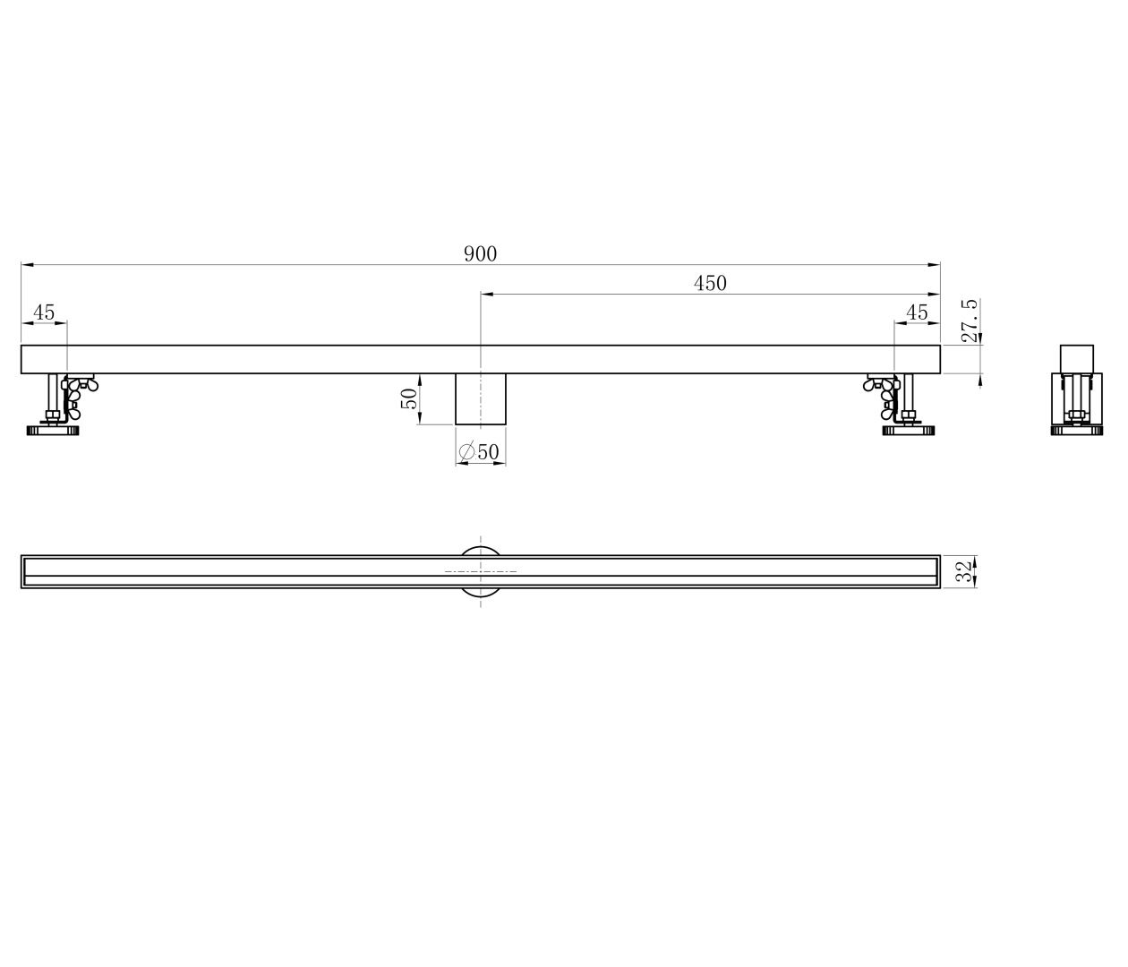 Приобрести душевой трап 90 см wonzon & woghand, брашированный никель (ww-65409m-br)