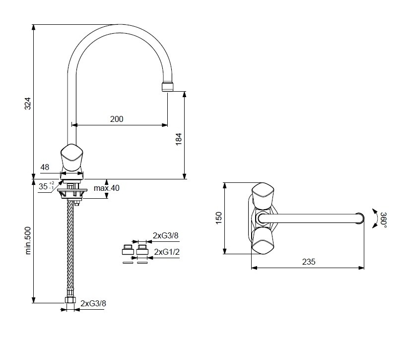 Приобрести смеситель для кухни vidima quadro ba245aa