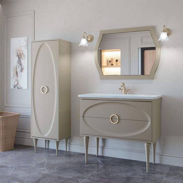 Приобрести caprigo тумба с раковиной milano 100 см, серое, эмаль