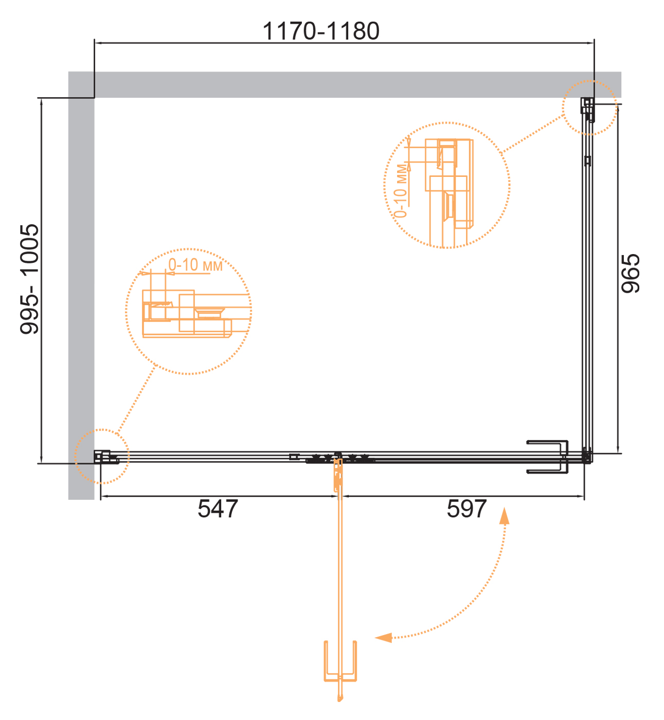 Приобрести cezares душевое ограждение bellagio 120х100 см, черное bellagio-ah-1-120/100-c-nero