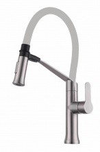 Savol Смеситель для кухни 462мм, гибкий излив, серый\нержавеющая сталь SUS6013-04