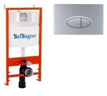 BelBagno Инсталляция для подвесного унитаза с клавишей смыва, матовый хром BB026/BB050CR.MAT