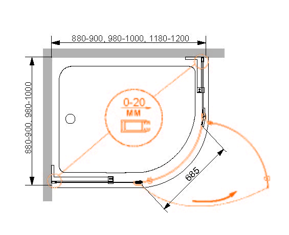 Приобрести cezares душевое ограждение bergamo 90х90 см, хром bergamo-r-1-90-arco-c-cr-r-iv