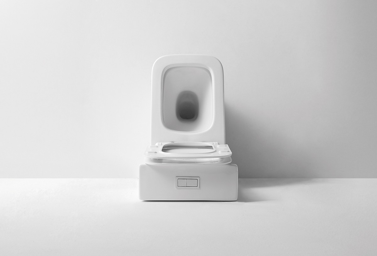 Приобрести унитаз напольный, безободковый с сиденьем ceramalux rimless 2170