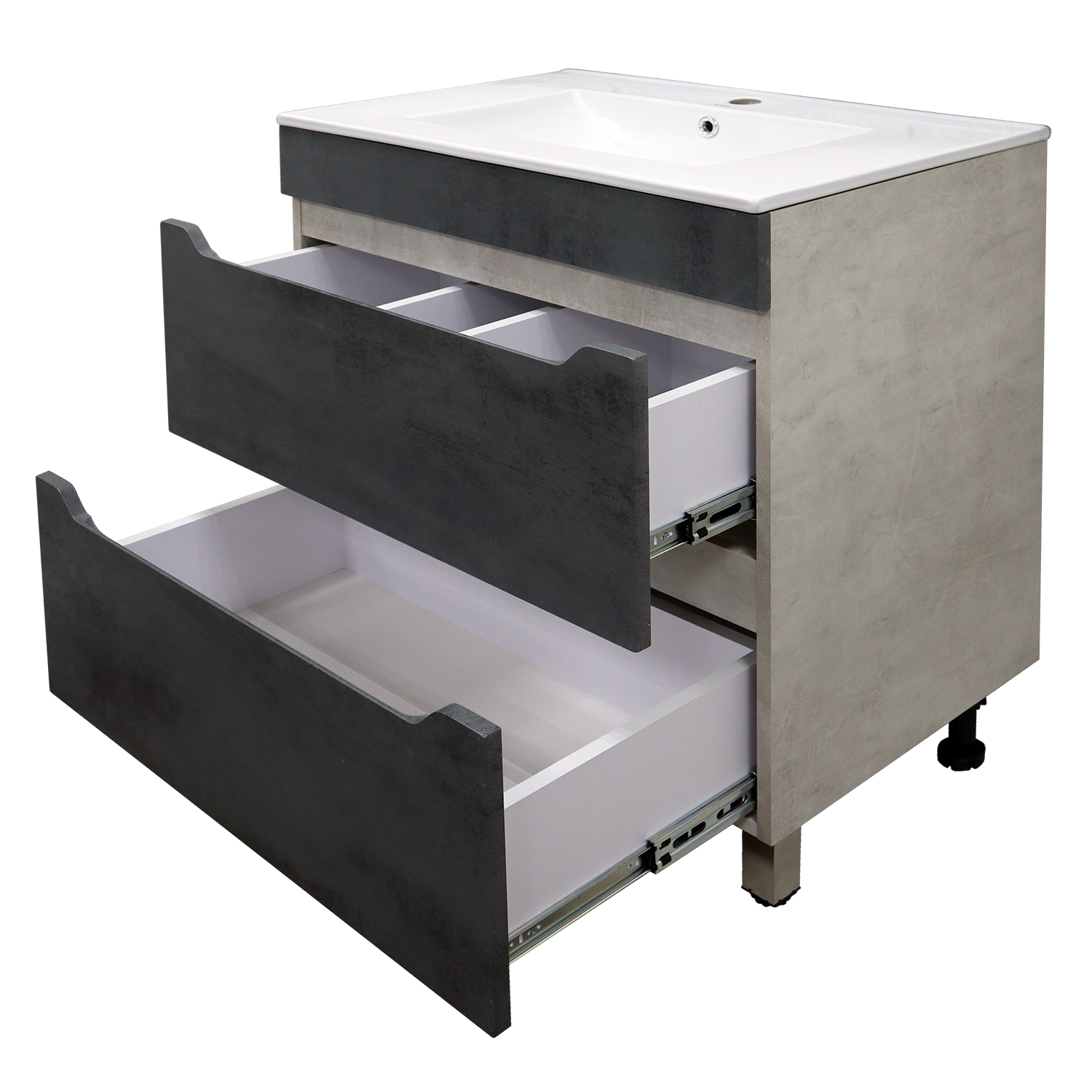 Приобрести loranto тумба напольная с раковиной florena 70 71х47 см, темный бетон (cs00090035)