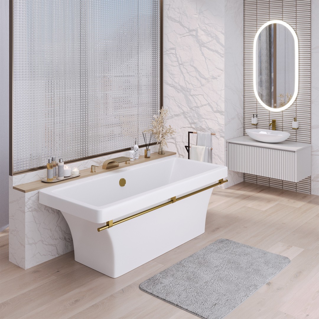 Приобрести aqua de marco отдельностоящая ванна crete 178x79см, белая\бронза 1180wbkri