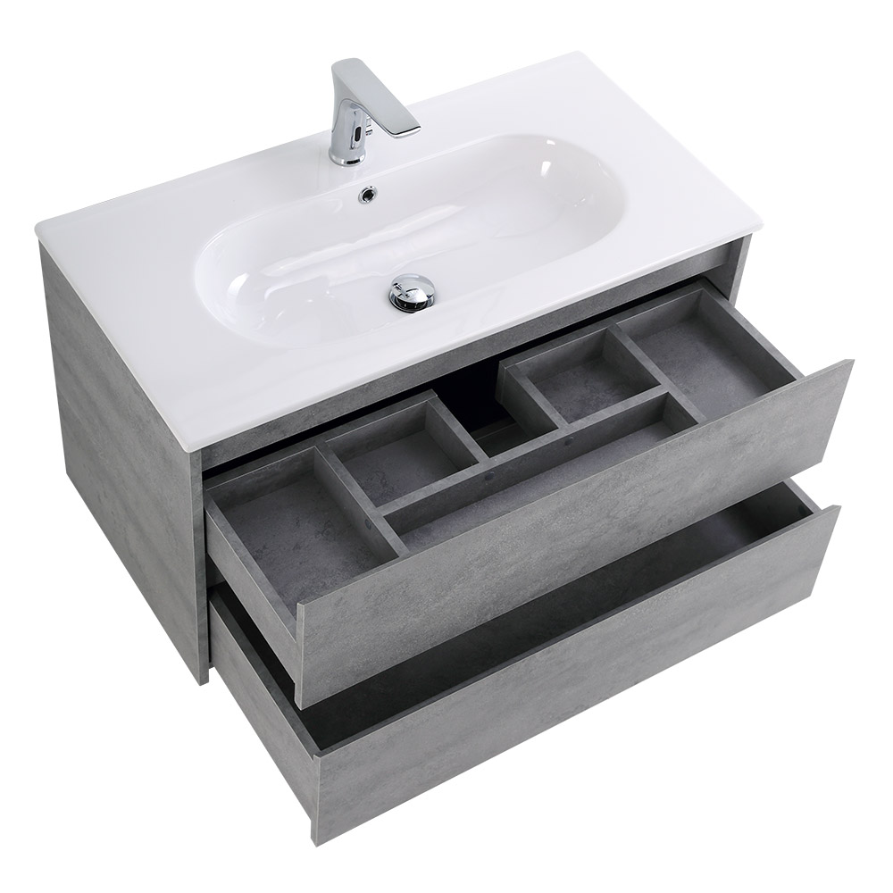 Приобрести belbagno тумба с раковиной kraft 100 см, подвесная cemento grigio, белая раковина