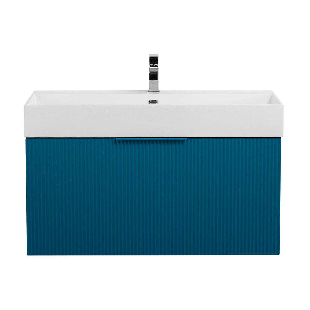 Приобрести cezares тумба подвесная с раковиной premium 90 см plisse blu petrolio, голубая 55443