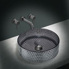 Vincea Раковина накладная 40х40 см, прозрачная, черная VBS-5GL03