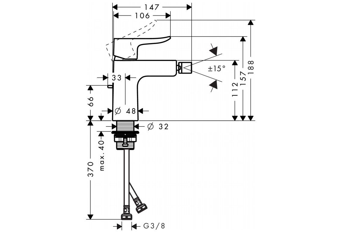 Приобрести 31280000 metris смеситель для биде, однорычажный, со сливным гарнитуром