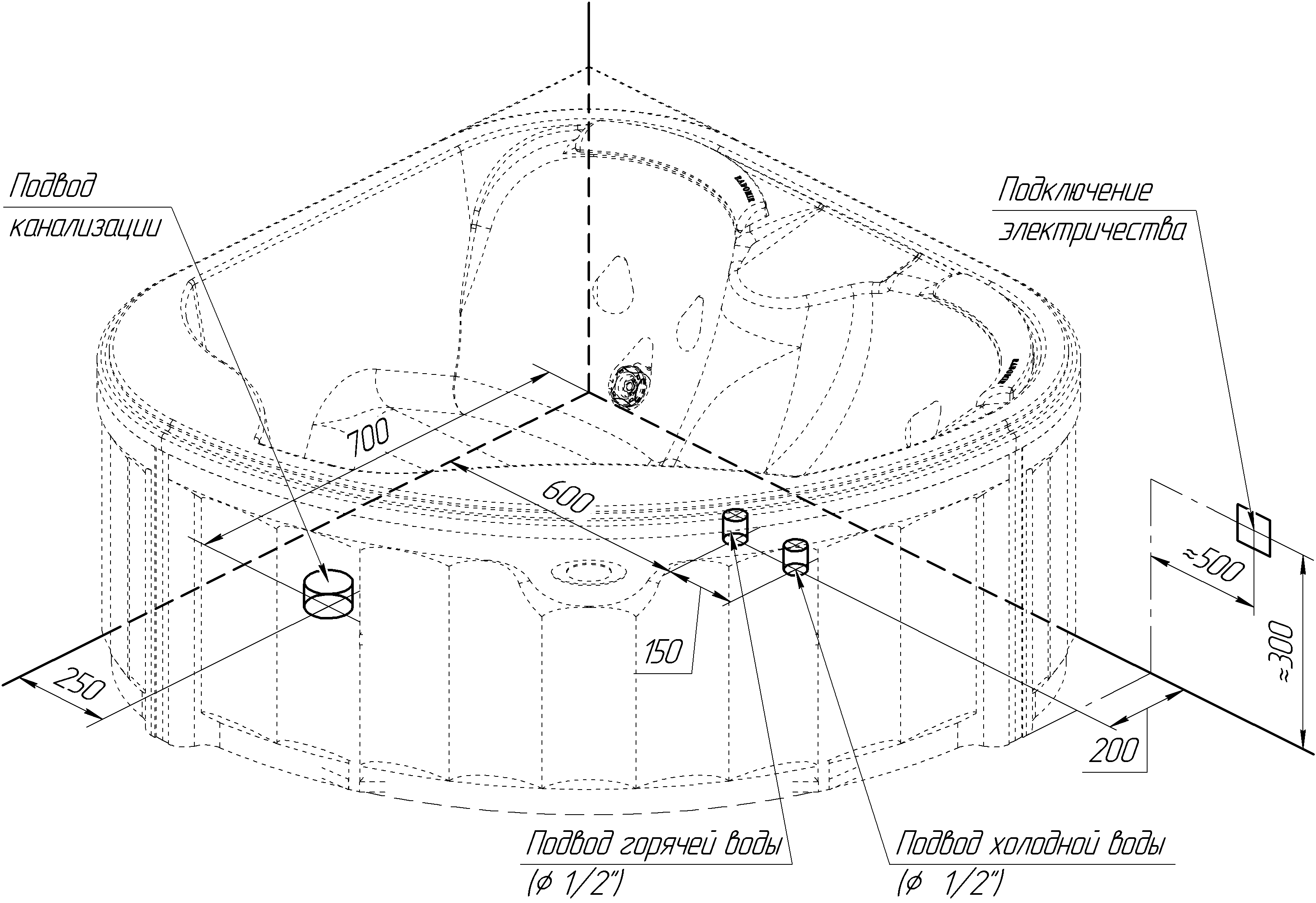 Приобрести бассейн radomir корнелия 170х170см с белой чашей