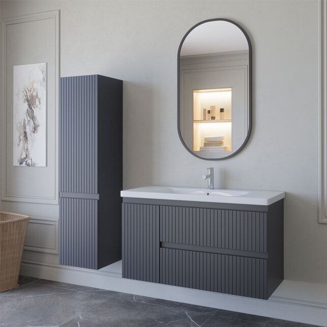 Приобрести caprigo тумба с раковиной forte stripe 100 см, левая, графит