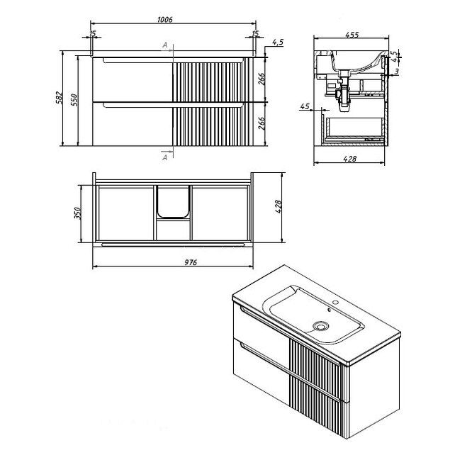 Приобрести caprigo тумба с раковиной termin-smalty meta 100 см, кремовая, эмаль