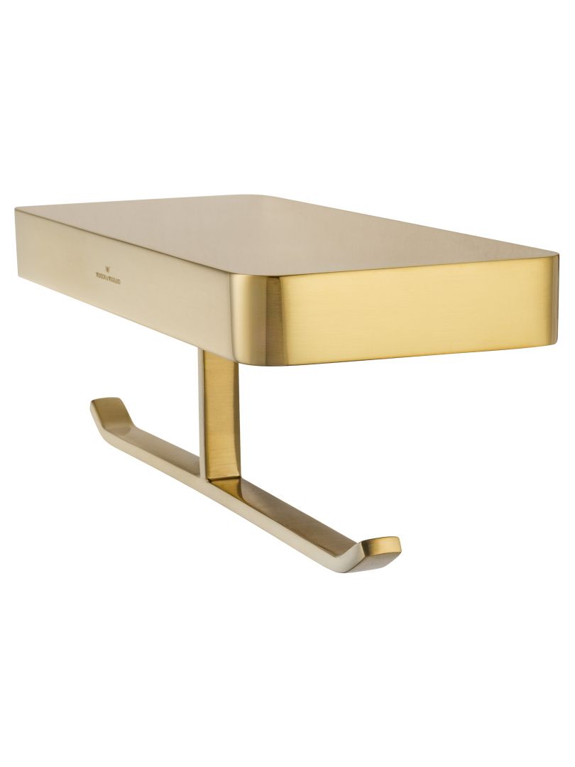 Приобрести двойной держатель для туалетной бумаги с полкой wonzon & woghand lotte, брашированное золото (ww-8356-bg)