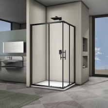 Veconi Душевое ограждение Rovigo 80х100 см, черное, прозрачное RV30B-10080-01-C3