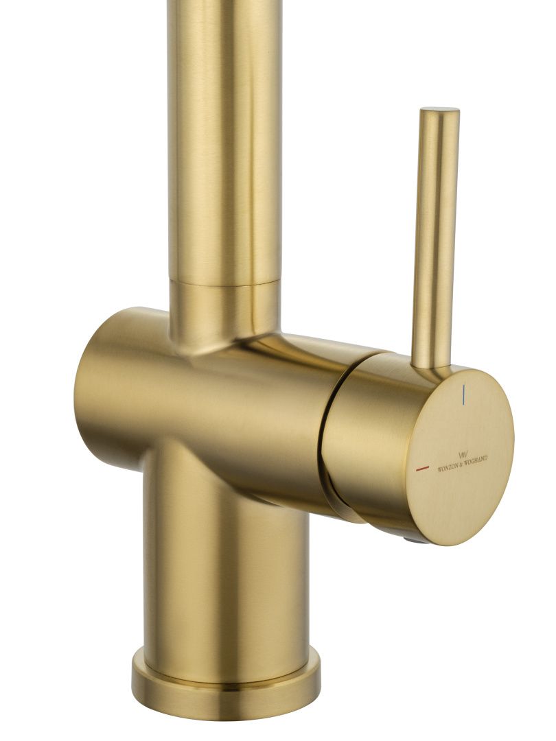 Приобрести смеситель для кухни с гибким изливом wonzon & woghand, брашированное золото (ww-88438003-bg)