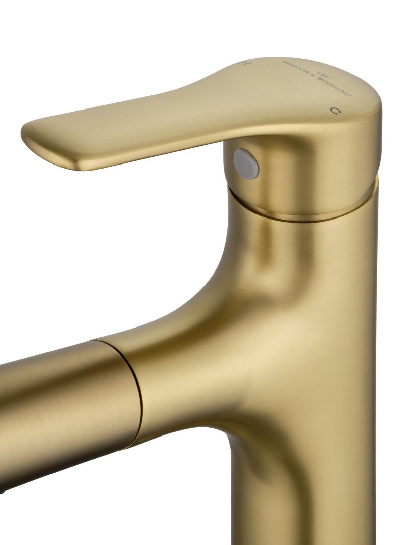 Приобрести смеситель для раковины с выдвижным изливом wonzon & woghand, брашированное золото (ww-ae4151-bg)