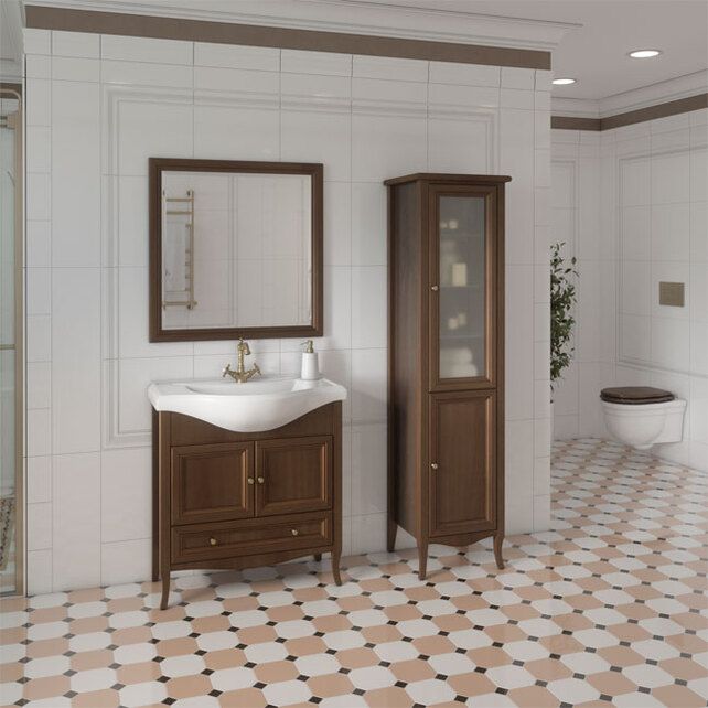 Приобрести caprigo тумба с раковиной lion 80 см, темное дерево, экошпон 38313 2