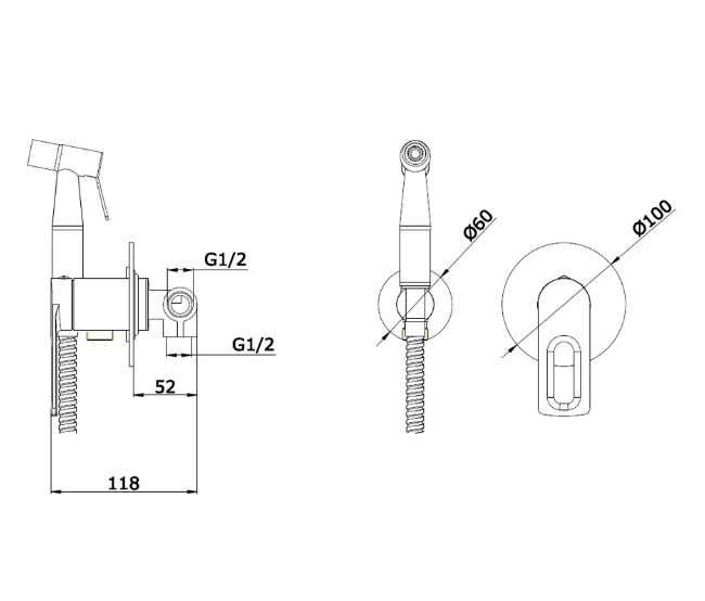Приобрести смеситель с гигиеническим душем, встраиваемый vieir bacio, черный\золото v293553cl