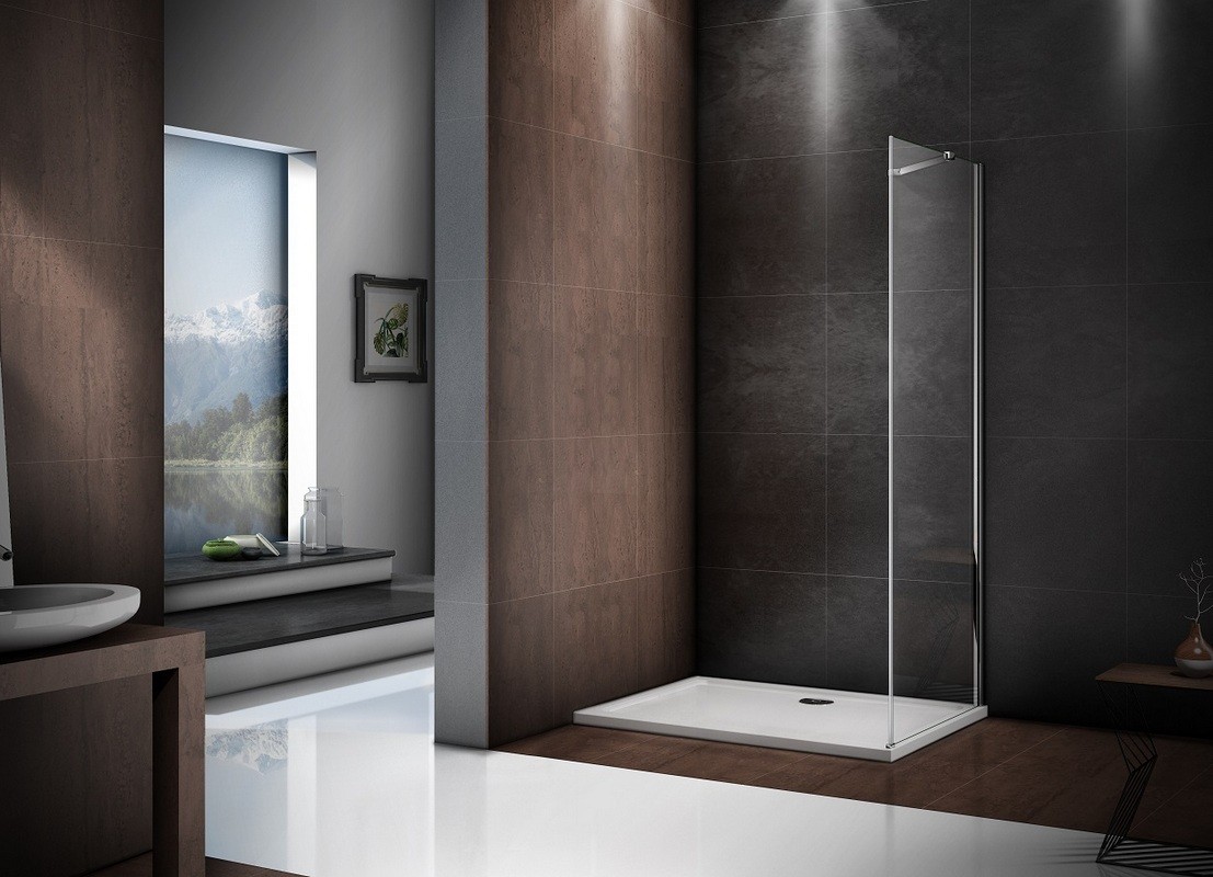 Приобрести bas стенка боковая saturn 900х1850см. хром/прозрачное sp-90-c-ch