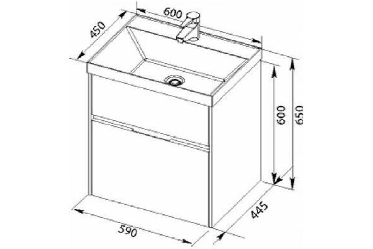 Приобрести aquanet тумба с раковиной латина 60 см, белая (2 ящика)