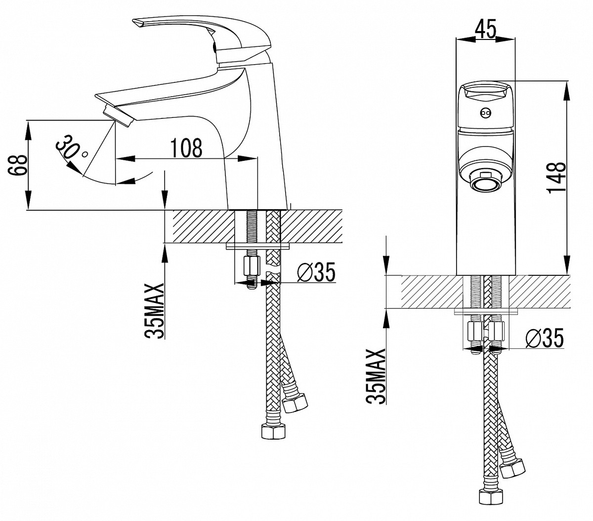Приобрести смеситель для раковины azario sintra, 148 мм, хром az-wkf168042c