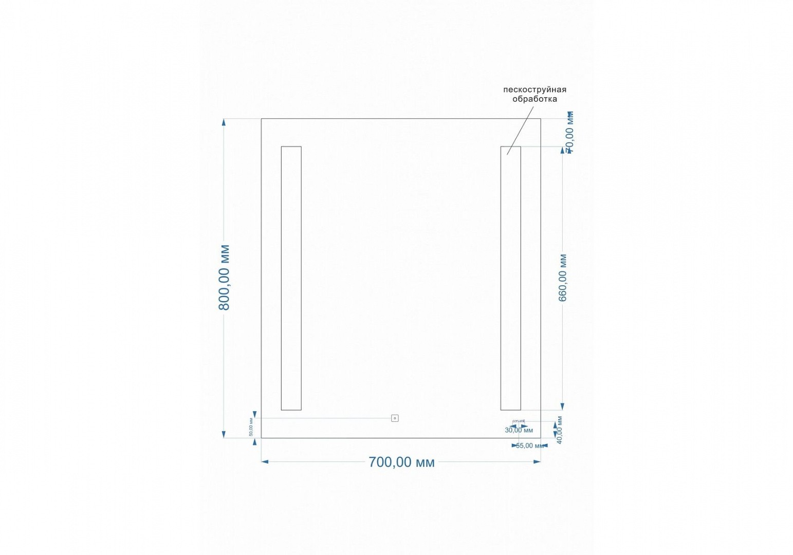 Приобрести зеркало cersanit base 020 led 70 см, lu-led020*70-b-os