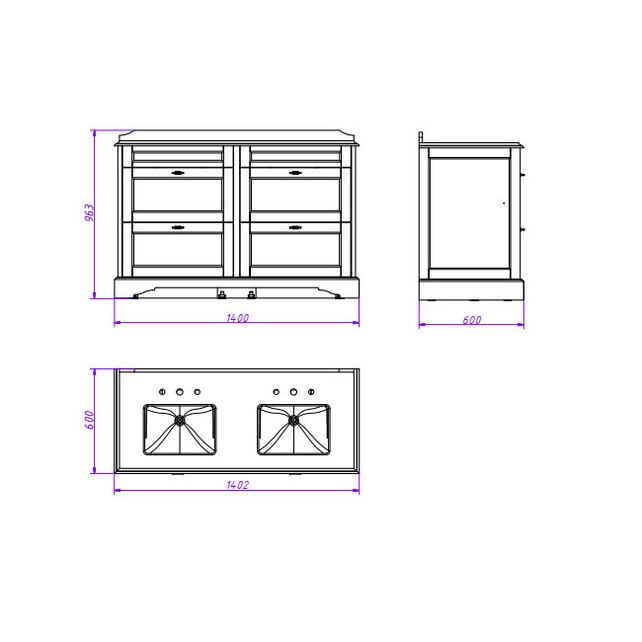 Приобрести caprigo тумба с раковиной greenwich 140 см, зеленая, эмаль