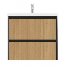 Тумба подвесная с раковиной Velvex Klaufs 80 см, черный/дерево