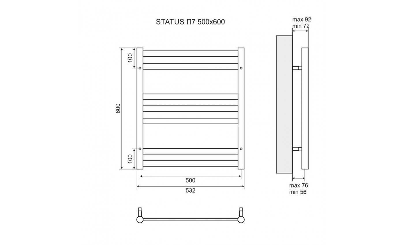 Приобрести lemark полотенцесушитель status п7 500x600 мм водяной, хром lm44607