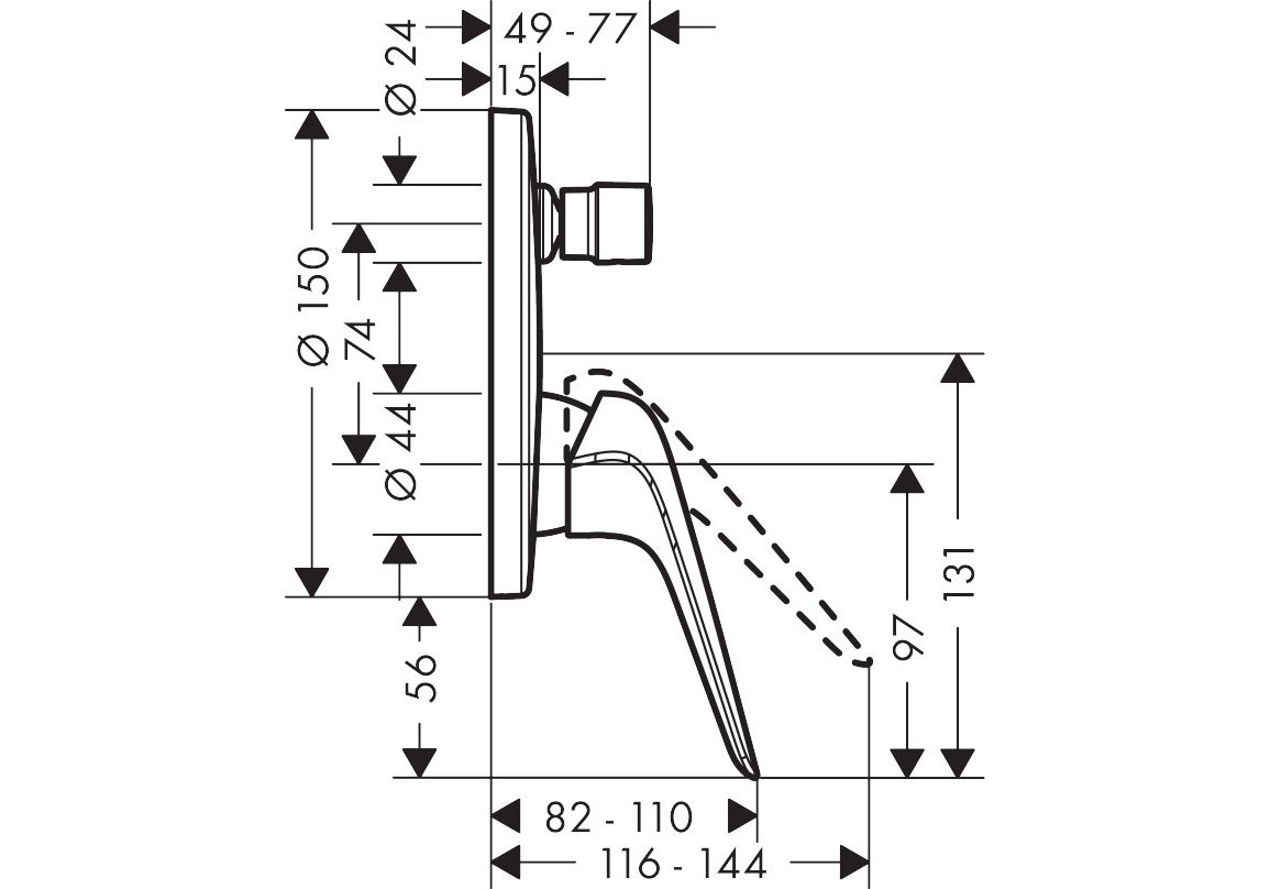 Приобрести cмеситель для ванны hansgrohe novus 71045000
