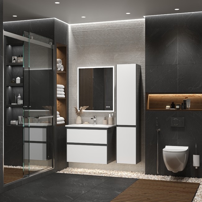 Приобрести briz пенал подвесной bari 35 см, белый\серый, матовый, левый п6-35