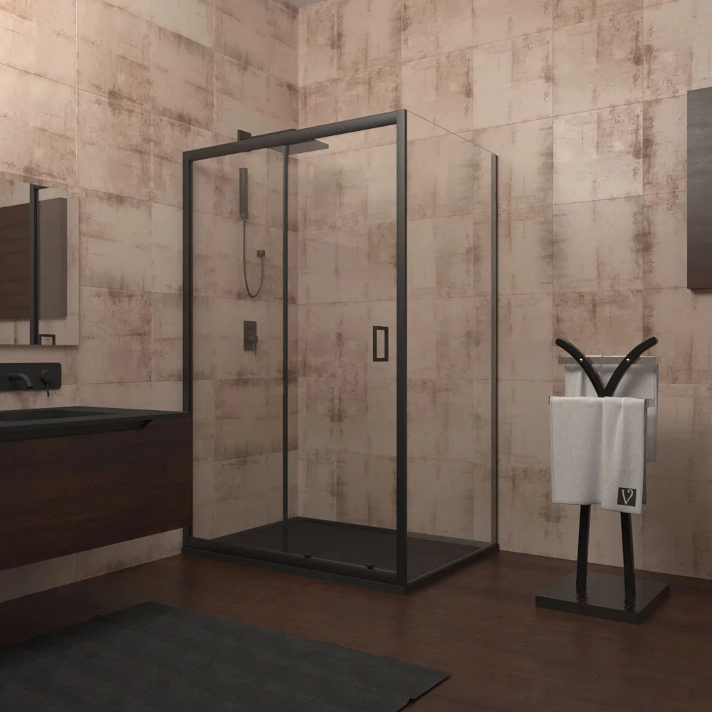 Приобрести veconi душевое ограждение rovigo 100х105 см, черное, прозрачное rv046b-105100-01-c5