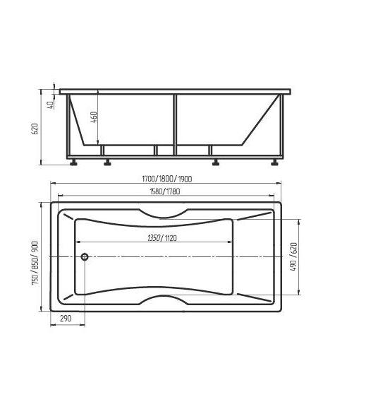 Приобрести акриловая ванна aquatek феникс 170x75 см