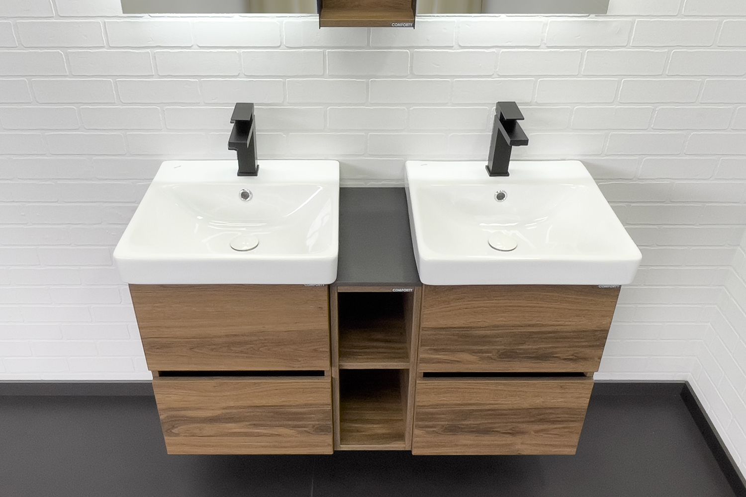 Приобрести сomforty тумба с двумя раковинами дартфорд-110 дуб тёмно-коричневый