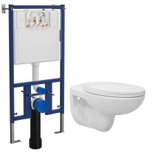 LORANTO Инсталляция + Подвесной безободковый унитаз Fredo с сиденьем микролифт (4501+CS-WH8005)