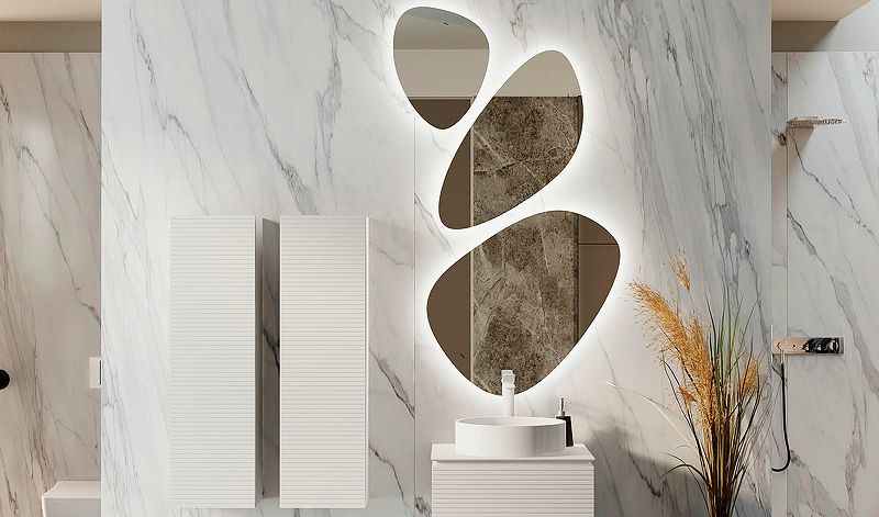 Приобрести jorno зеркало stone 80 см, с подсветкой, компл. 3-шт, белое