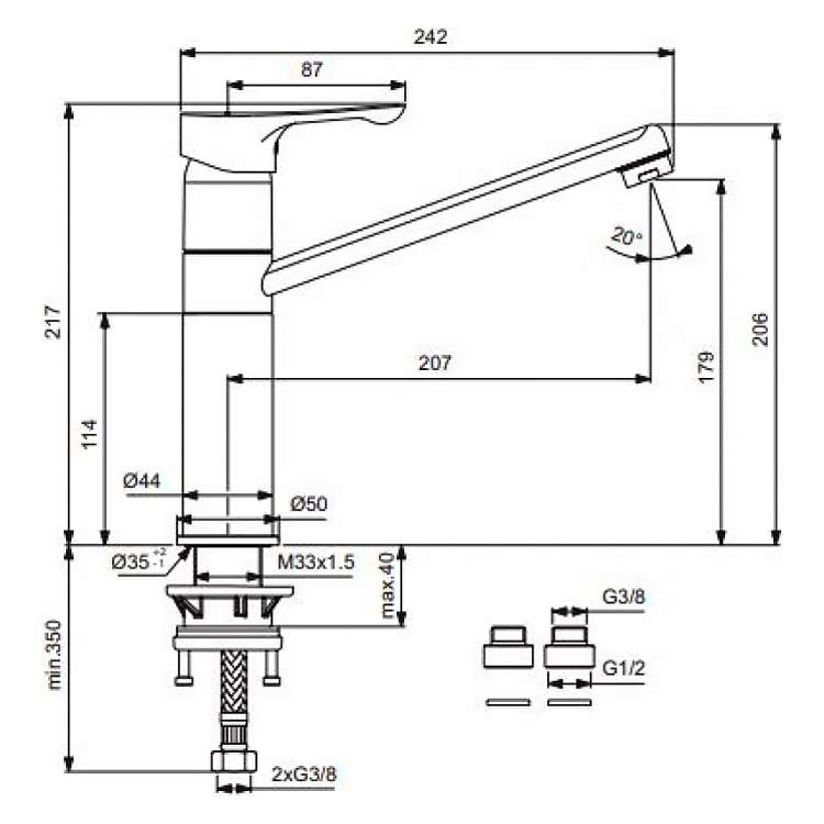 Приобрести ba418aa vidima wave смеситель для кухни, система монтажа is-fix, strongfix