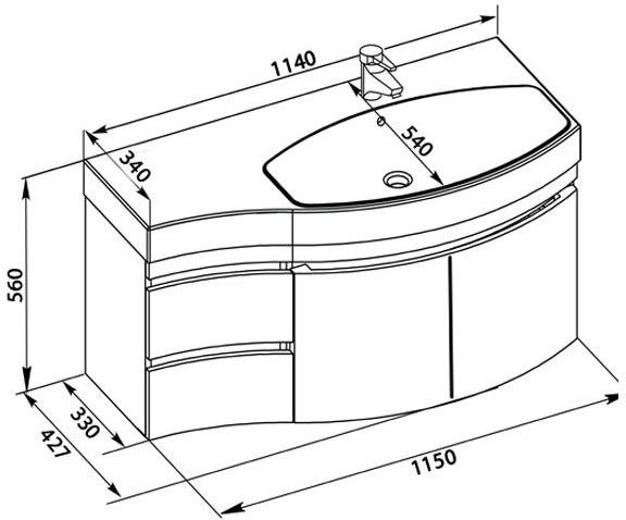 Приобрести aquanet тумба с раковиной опера 115 см, r белая 00212992