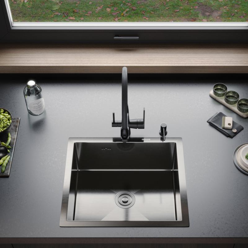 Приобрести gerhans кухонная мойка 50х43 см, под столешницу, графит