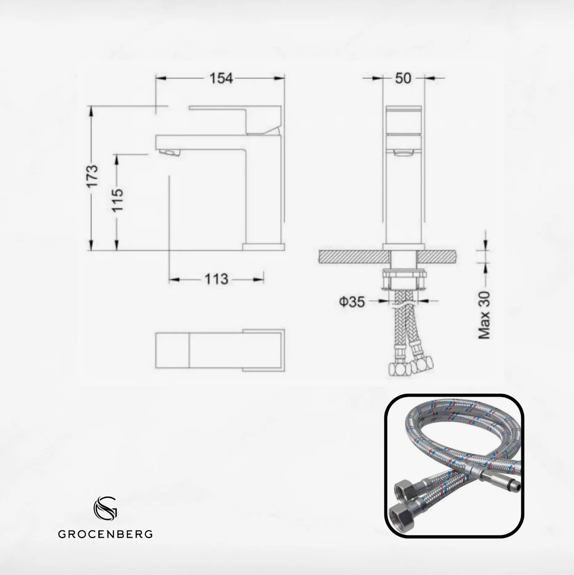 Приобрести grocenberg смеситель для раковины, черный матовый gb2008bl