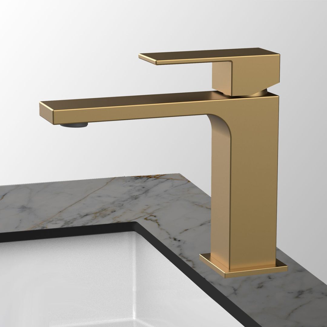 Приобрести vincea смеситель для раковины cube, брашированное золото vbf-1c01bg