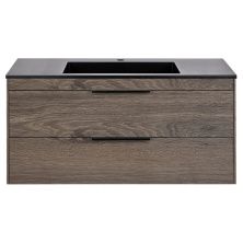 Vincea Тумба подвесная Chiara 100 см, дуб темный с черной раковиной VMC-2C2100RO;VCB-13100B