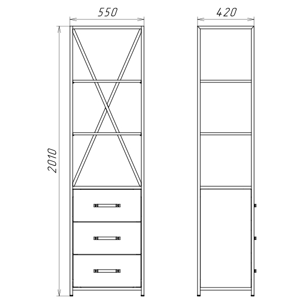Приобрести сomforty пенал 55 лофт с выдвижными ящиками, дуб тёмно-коричневый