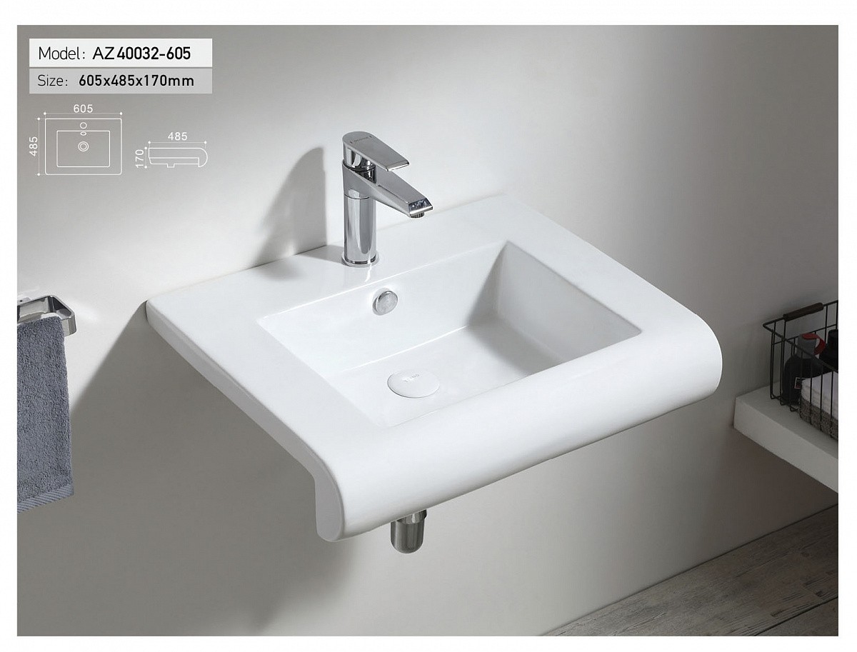 Приобрести azario раковина подвесная 60,5х48,5 см, белая az-40032-605