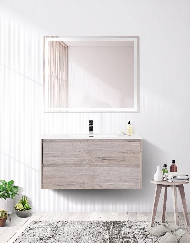 Приобрести тумба подвесная с раковиной belbagno kraft-1000-2c-so-rgb 100 см, rovere galifax bianco