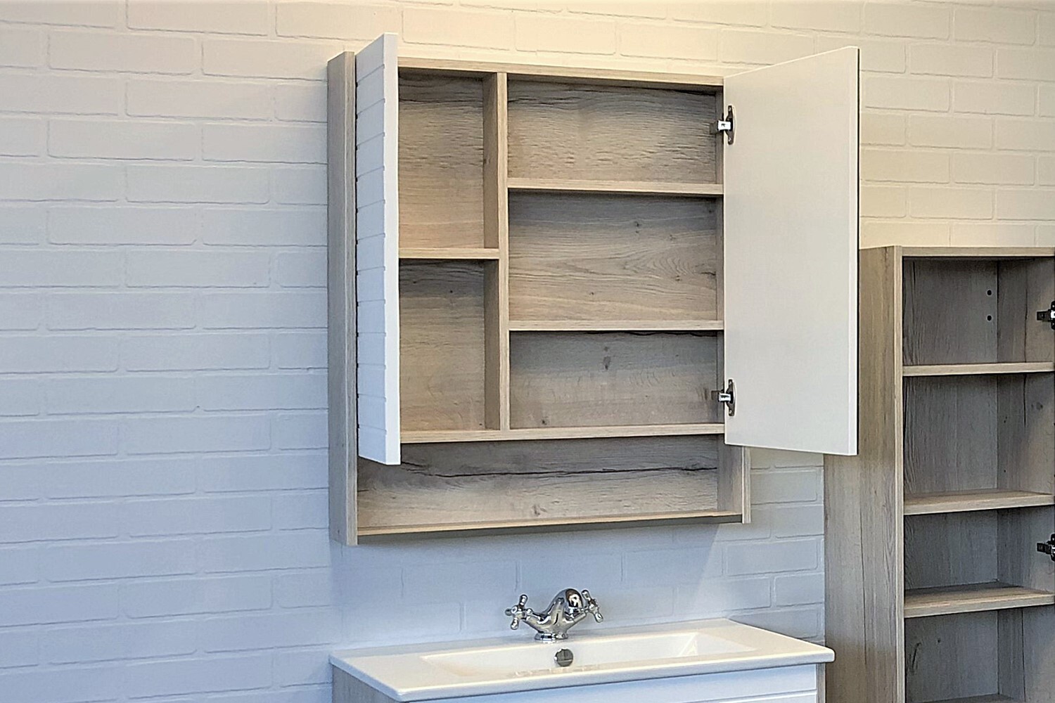 Приобрести сomforty зеркало-шкаф "клеон-75", белый/дуб дымчатый